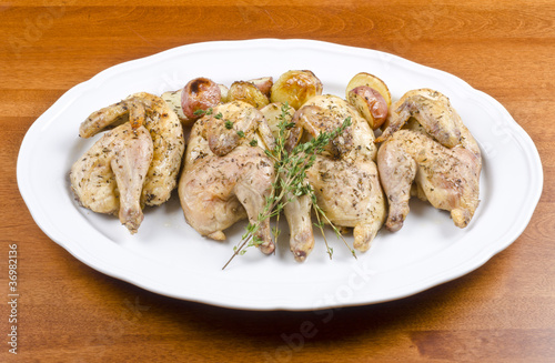 Roasted Cornish Game Hens with Potatoes