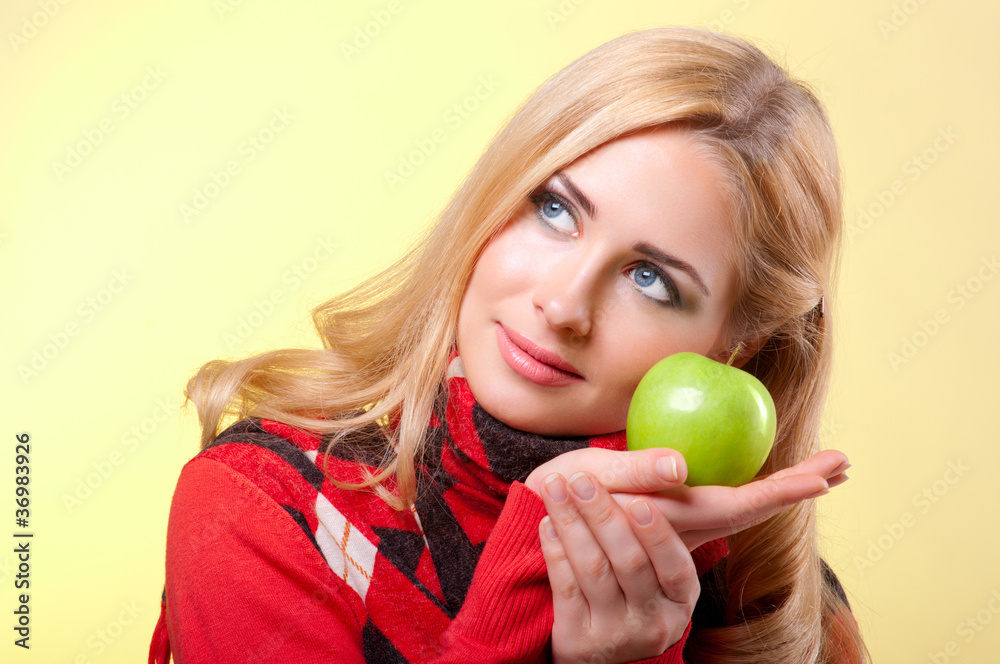 Young woman with apple Young woman with apple