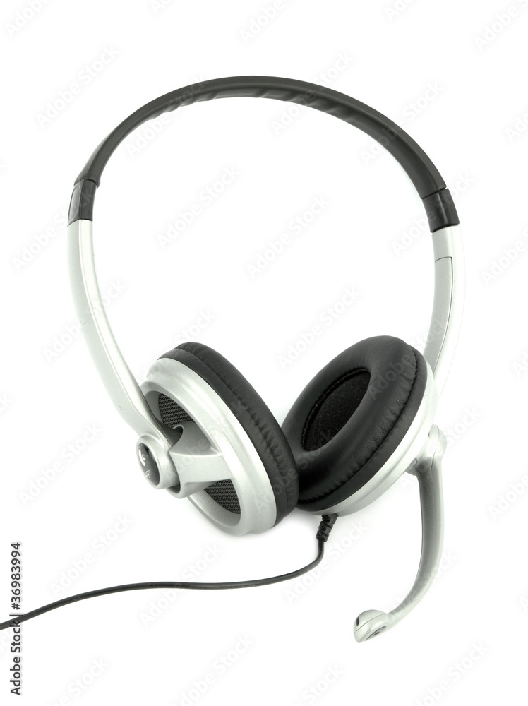 Audio headset with a micro (clipping path) Audio headset with a micro (clipping path)