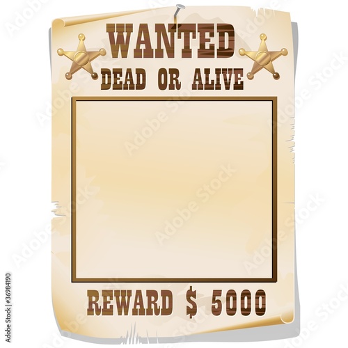 Wanted Dead or Alive Poster-Ricercato Vivo o Morto-2-Vector photo