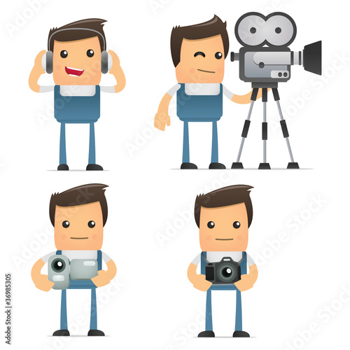 set of funny cartoon mechanic
