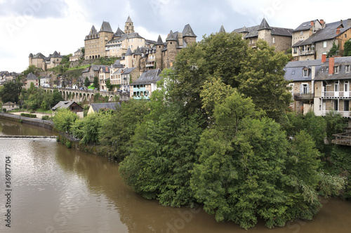 Uzerche village in Southern France, landscape view