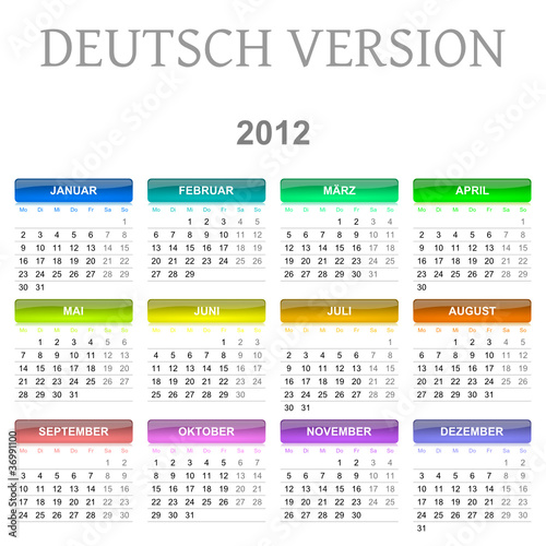 2012 Deutsch vectorial calendar