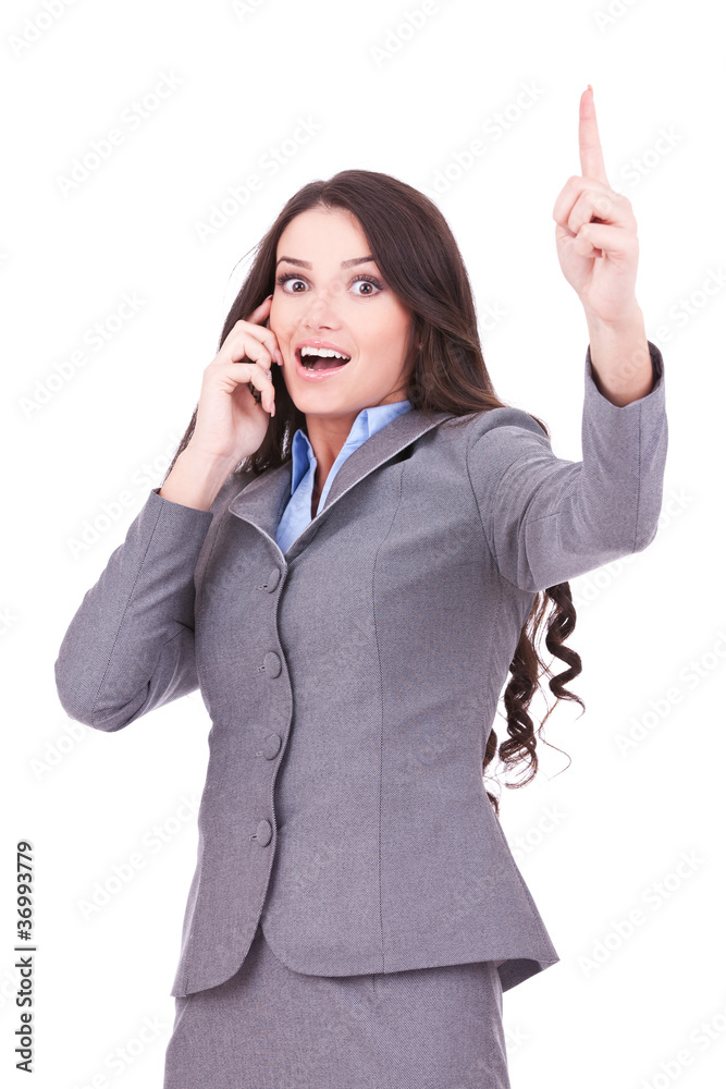 business woman on the phone winning business woman on the phone winning