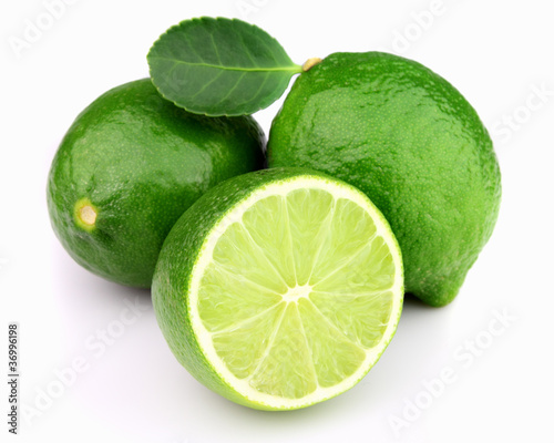 Ripe lime with leaves