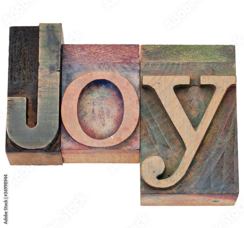 joy word in letterpress type