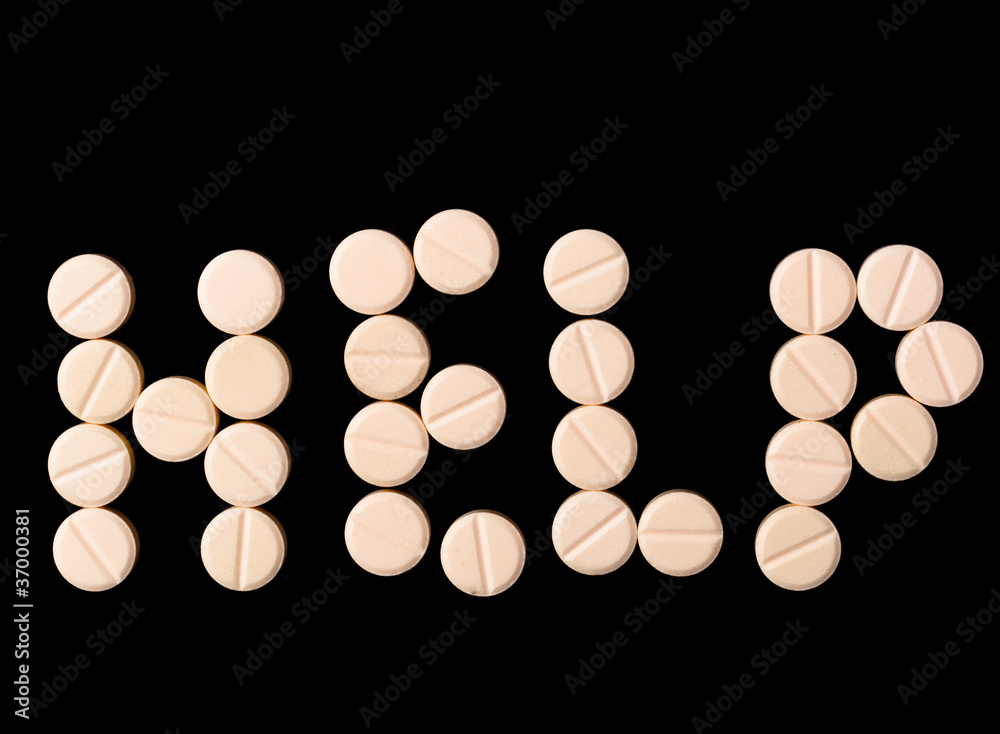 Help sign made out of pills Help sign made out of pills
