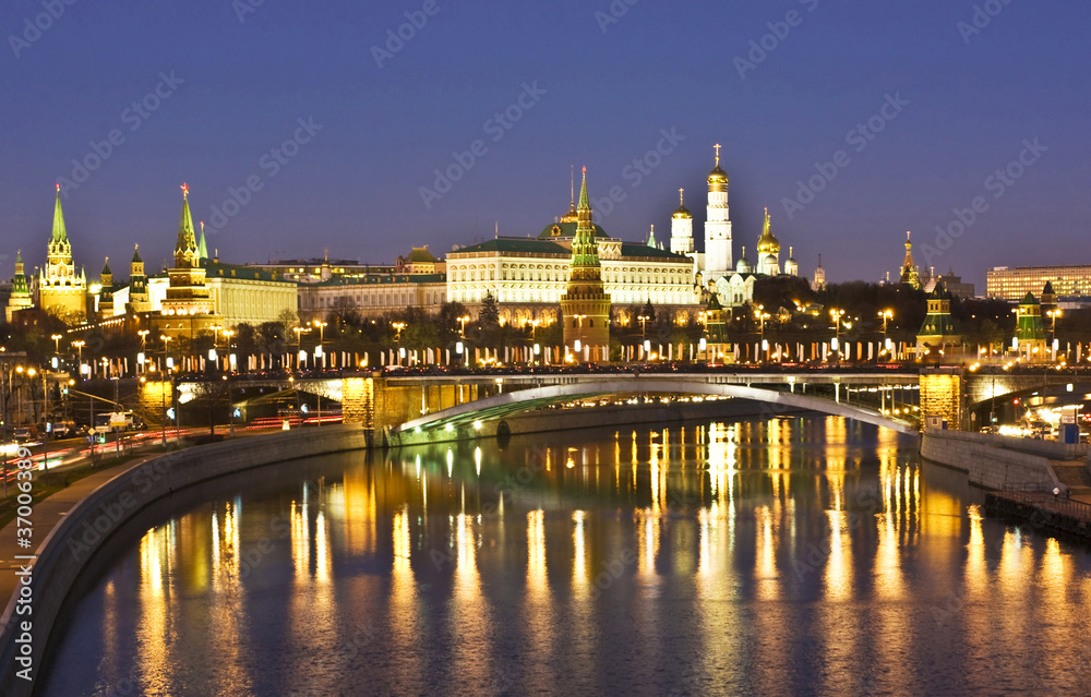 Obraz premium Moscow, Kremlin at night