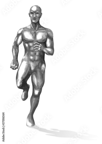 Illustration of a chromeman running