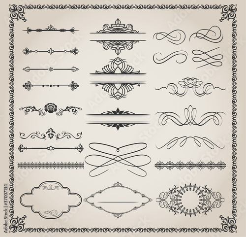 Lots of design elements: labels, borders, frames, etc.