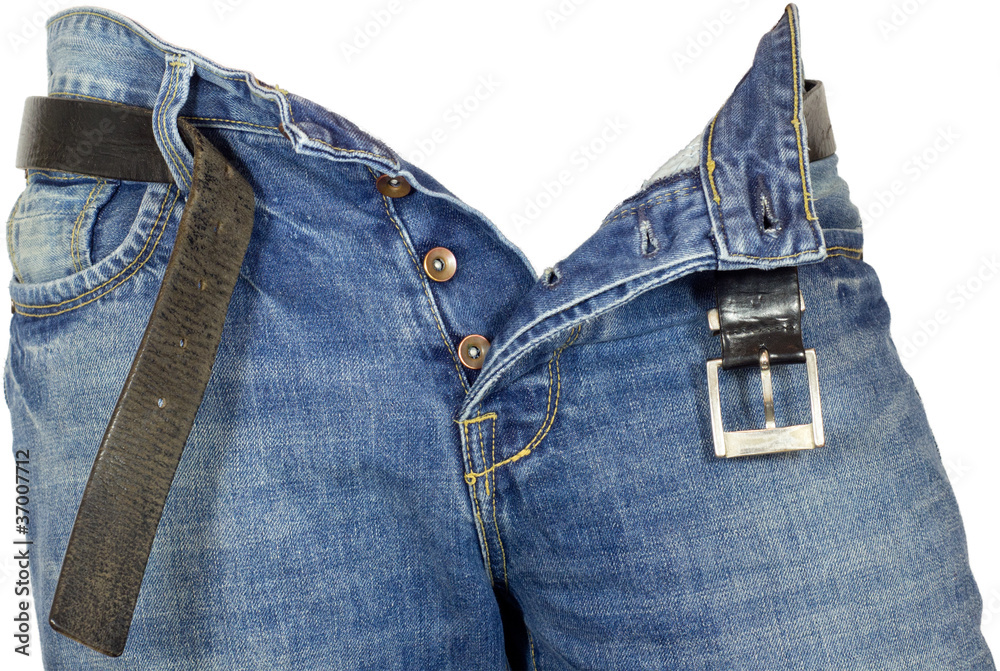 Photography denim jeans unbuttoned