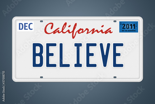 Nummernschild California Believe