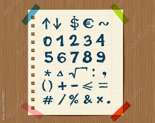 Sheet with sketch of math symbols for your design