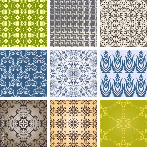 set of 9 seamless patterns.