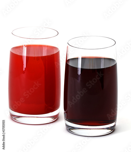 Tableau sur toile two glass of  juice  on white background