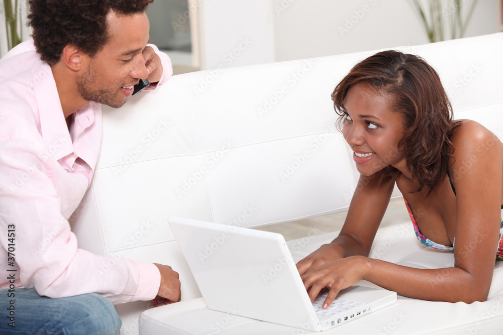 Couple on laptop Couple on laptop