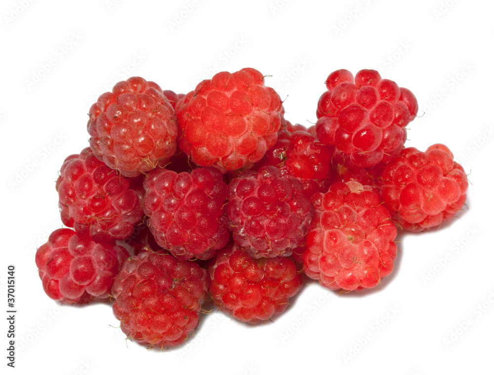 Ripe berries of raspberry on white background Ripe berries of raspberry on white background