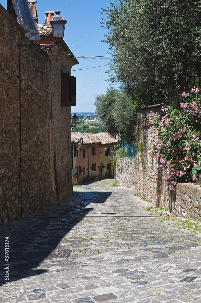 Alleyway. Santarcangelo of Romagna. Emilia-Romagna. Italy.