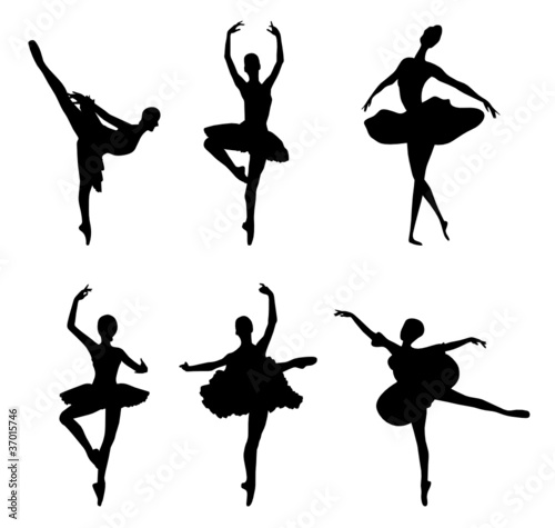 Set of ballet dancers silhouettes. Vector illustration