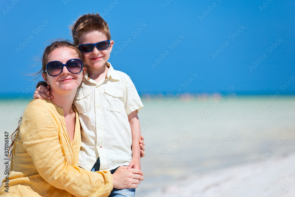 Mother and son on vacation