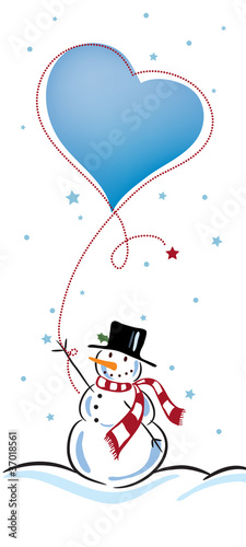 Snowman with Love Balloon