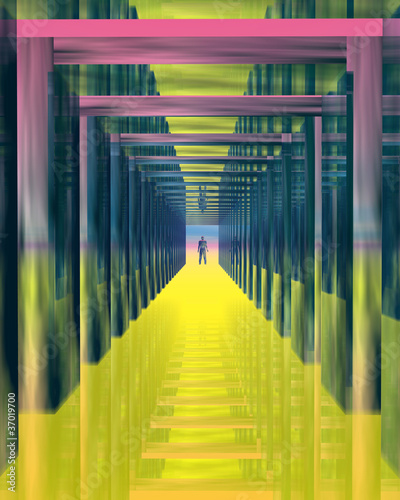 Color tunnel. Abstract image - mirrored tunnel. © Vladimir Zadvinskii