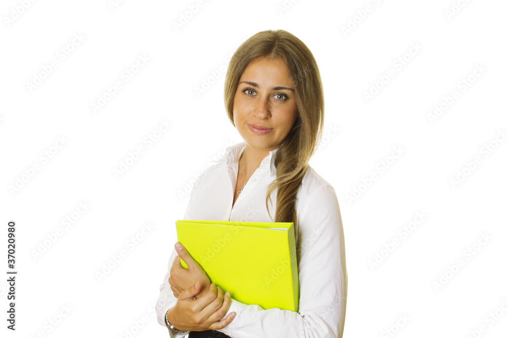 Close-up of business woman with folder Close-up of business woman with folder