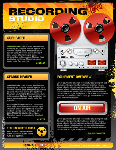Sound recording studio brochure flyer vector
