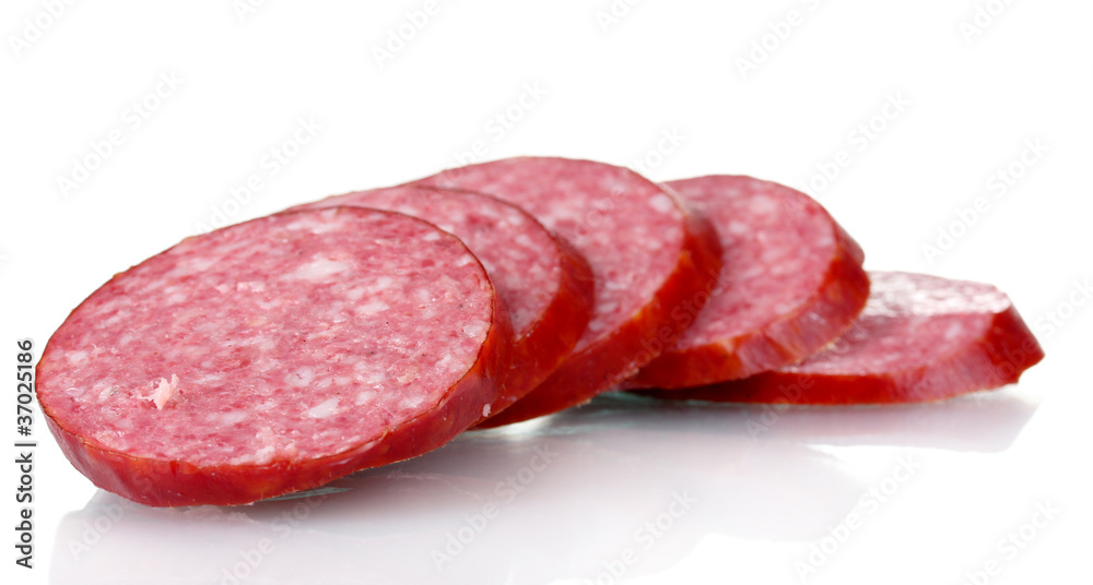 Tasty sausage isolated on white