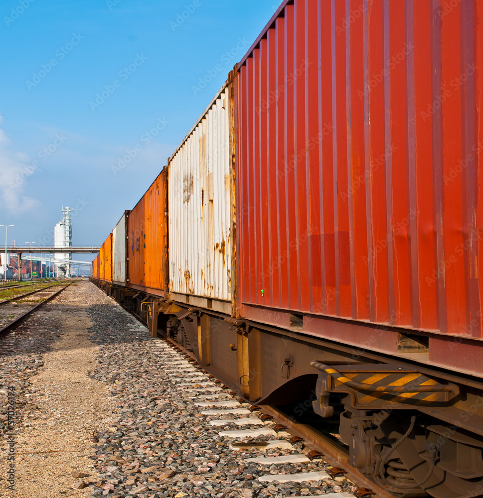Obraz premium Container on a railway
