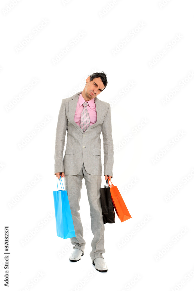 Bored shopping man. Bored shopping man.