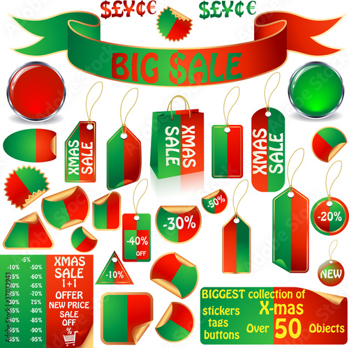 Huge vector set of X-mas tag, stickers and more.