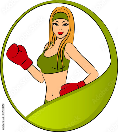 beautiful woman during fitness time and boxing