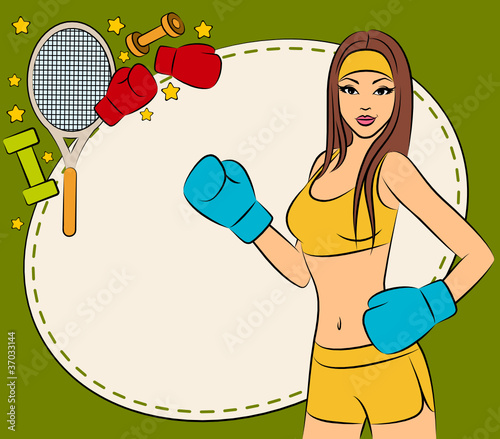 beautiful woman during fitness time and boxing