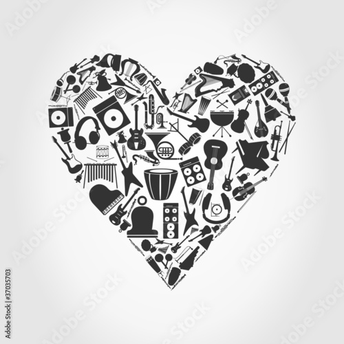 Heart made of musical instruments
