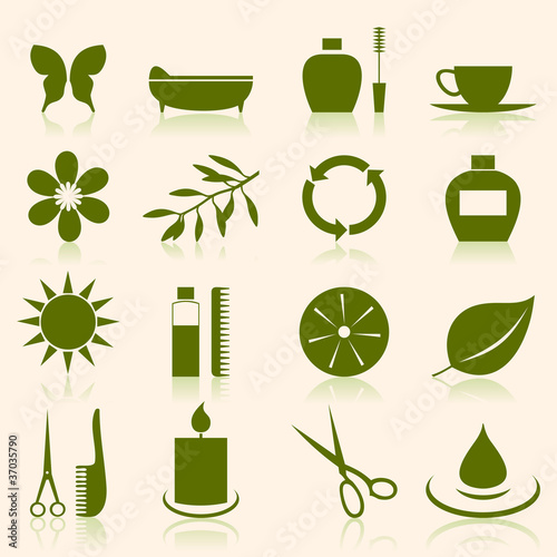 Set of icons on a theme spa. A vector illustration