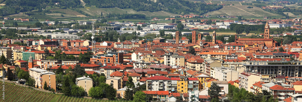 Aerial view on Alba. Piedmont, Italy.