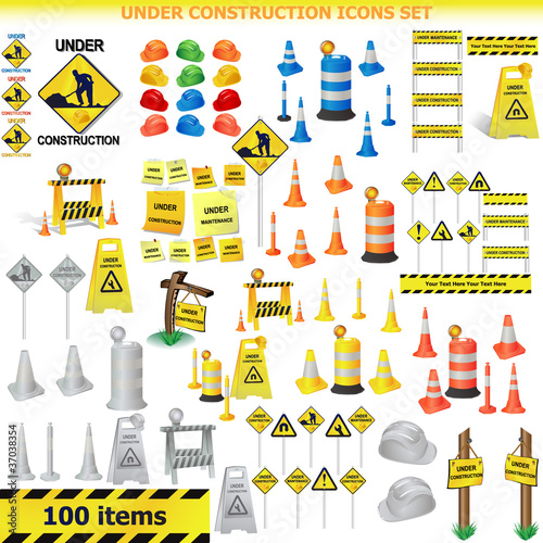 Under Construction Sign Collection.almost 100 icon
