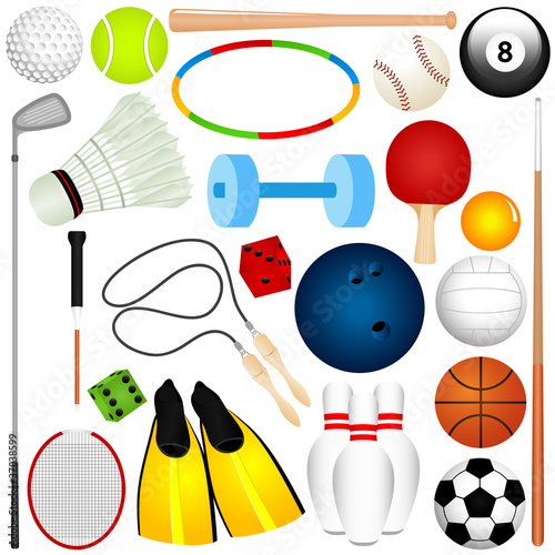 Colorful Vector Sports Set : Balls, exercise equipment