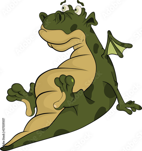 Little green dragon. Cartoon