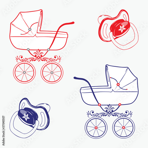 Set of child objects isolated on white background.