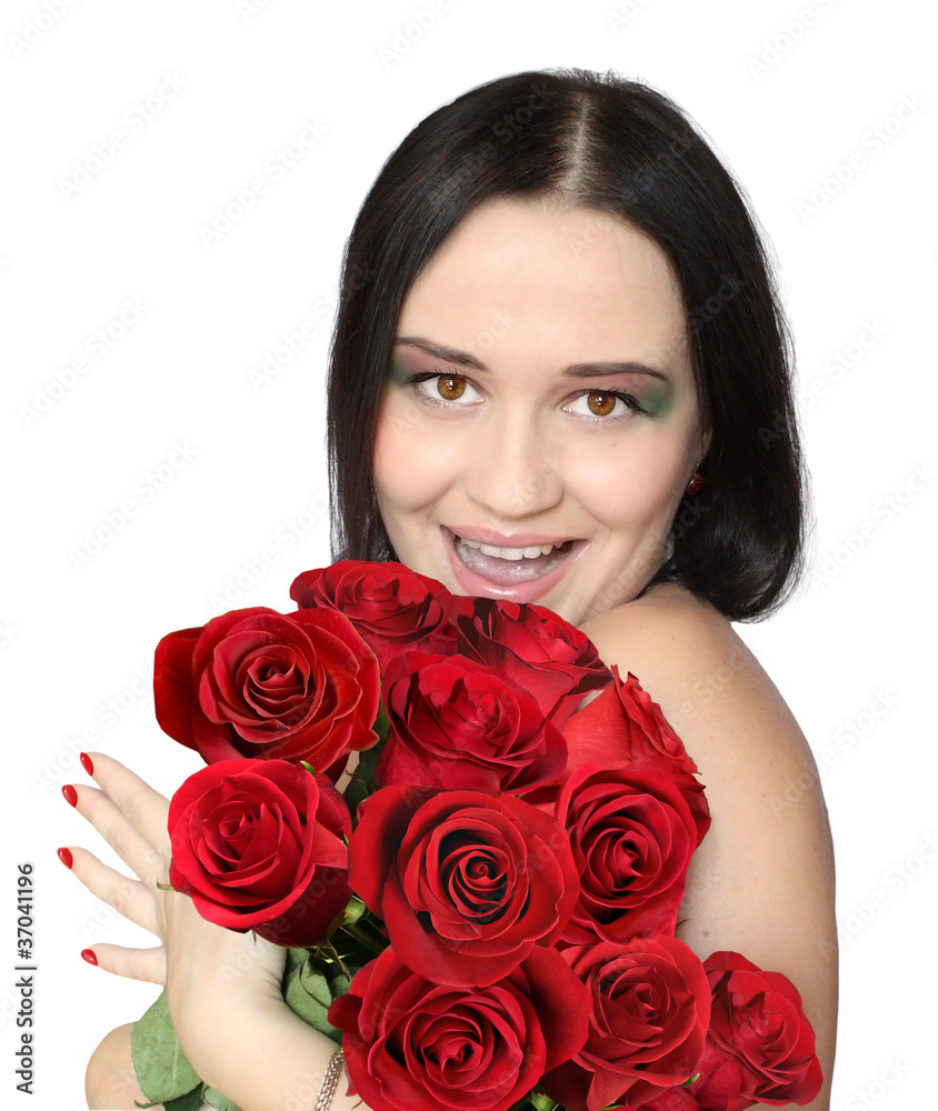 Woman with roses