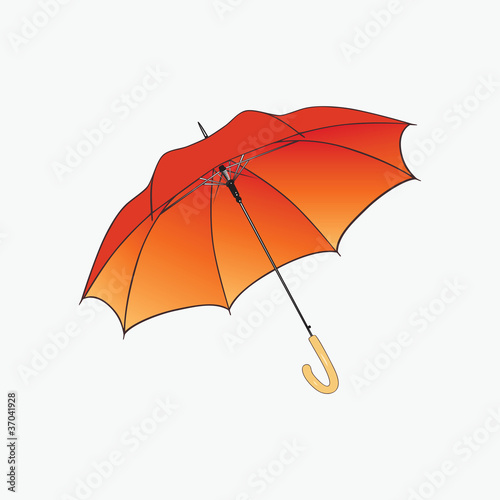 Orange umbrella on white background.