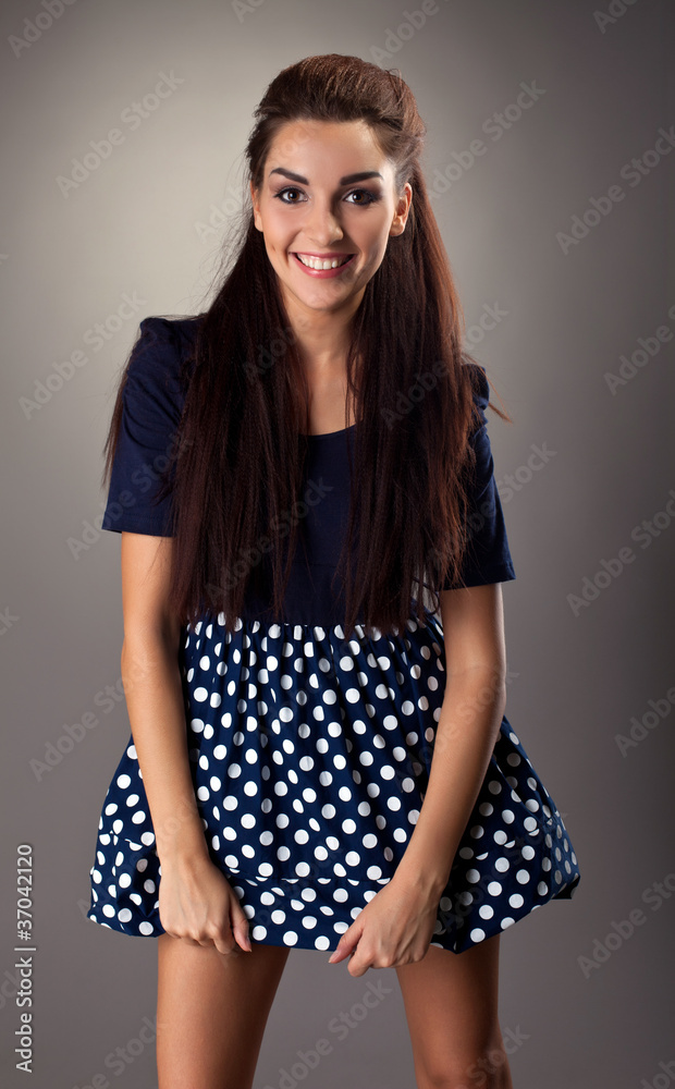 Yong woman dress in retro style cloth Yong woman dress in retro style cloth