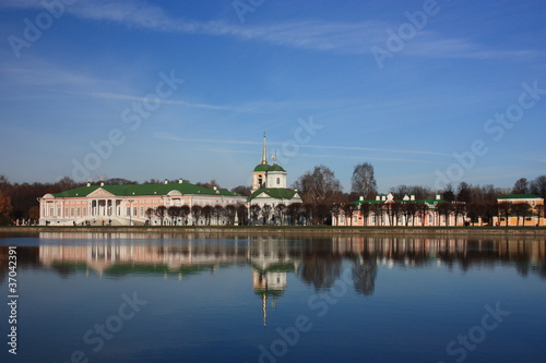 Russia, Moscow. Kuskovo estate of the 18th century. Panorama.