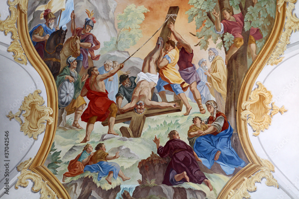 Fresco Ceiling at St. Peter's Church in Munich, Germany