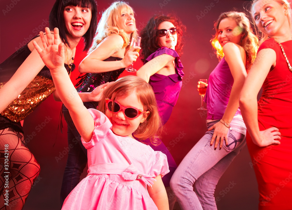 Dance little girls on the party