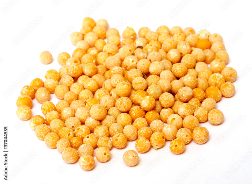 A small handful of chick-pea. Beans isolated on a white backgrou A small handful of chick-pea. Beans isolated on a white backgrou