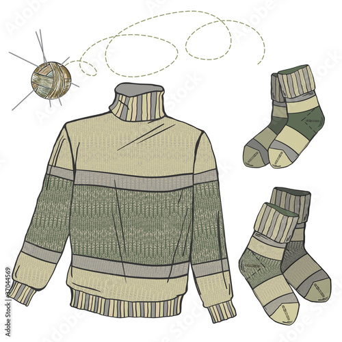 Wool sweater and socks