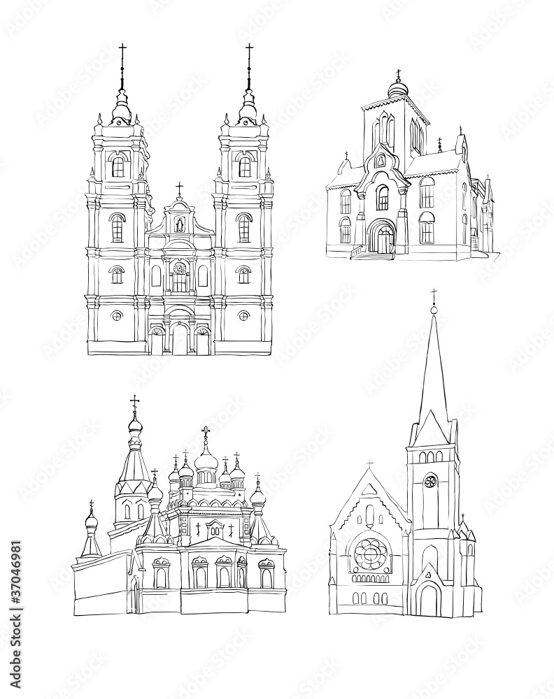 A set of sketches of churches